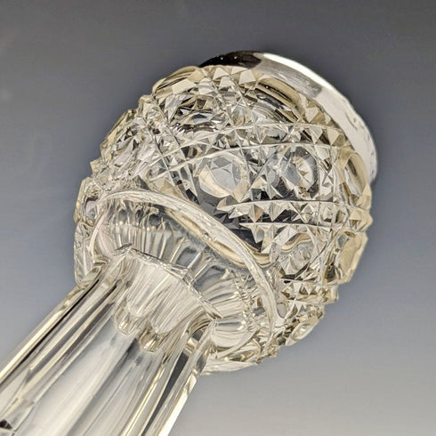 1910年 英国アンティーク 純銀装飾 カットグラス 花瓶 383g C C May & Sons